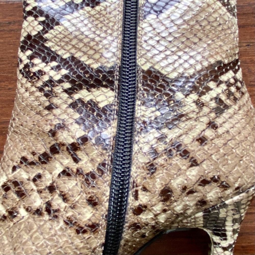 Stuart Weitzman 4” Grey Python Heeled Bootie - image 3